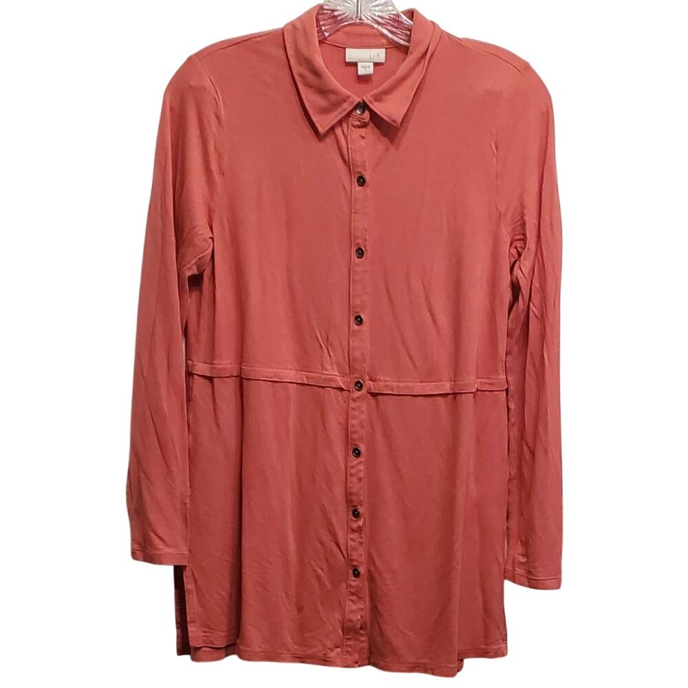 J.JILL Women's Tunic Salmon Coral Pink Button Down Layered Shirt Size Small